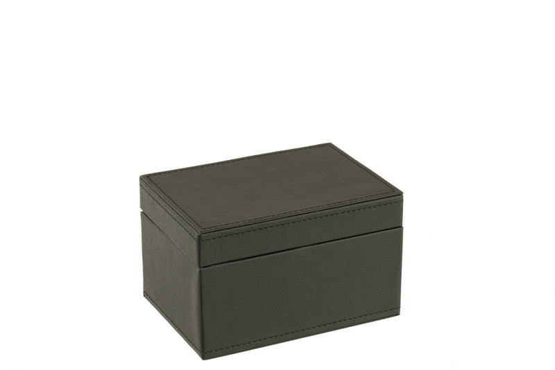 Set of 3 boxes for card games in elegant black imitation leather