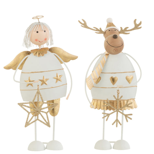 Set of 6 metal figures angel and reindeer - stylish holiday accents