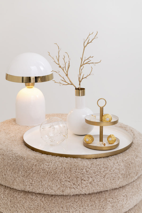 Elysian Elegance - Set van 6 vazen ​​met gouden randen in helder wit en metaal