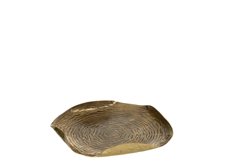 Set of 6 round trays with folded edges in gold