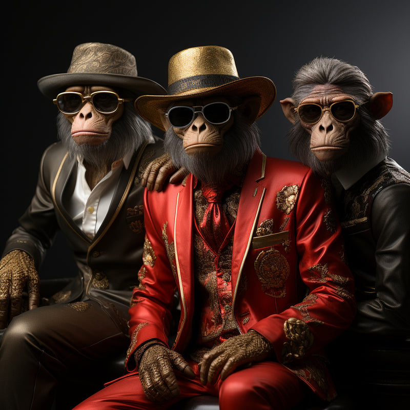 MF Elegant Monkey Trio - Kunstdrukposter