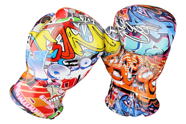 Colorful boxing gloves street art - handmade and stylish in graffiti design
