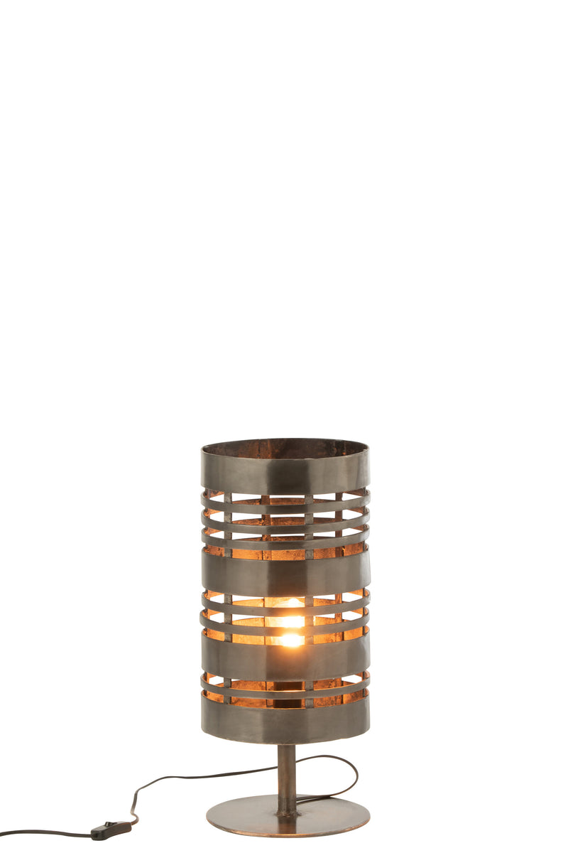 Handmade table lamp "Ringe" made of metal in elegant grey