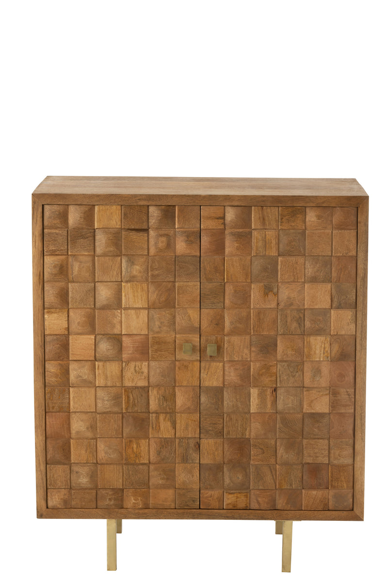 Handcrafted Nino cabinet made of mango wood and metal in natural and gold