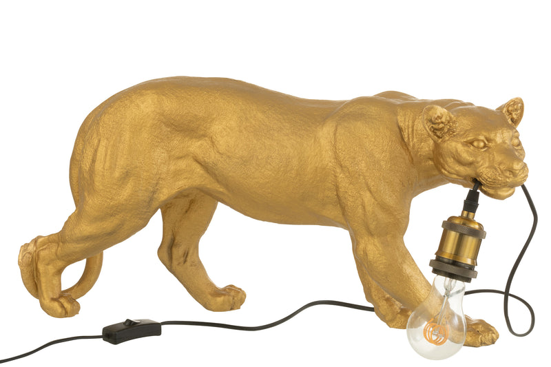 Set of 2 Puma Table Lamps - Exquisite resin design in bright gold