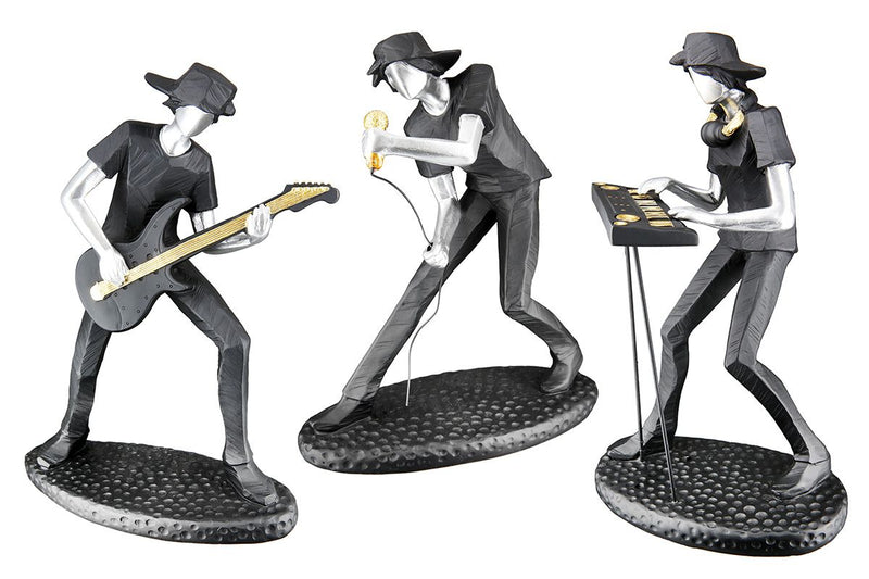 Set of 3 musicians' art "Trio" made of synthetic resin in black
