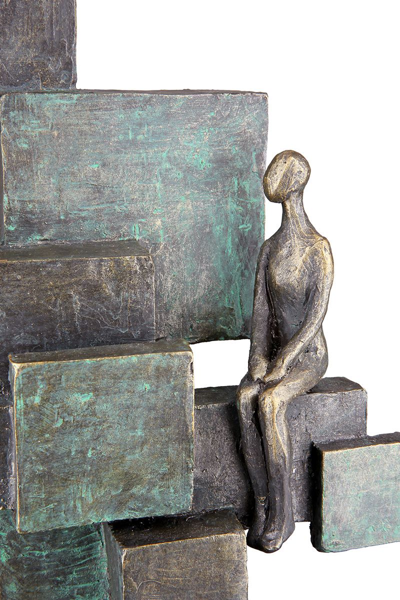 Leraar Waardering Sculptuur Onderwijs - Groene bronskleur met inspirerende boodschap