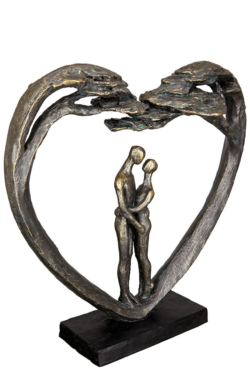 Inspirational sculpture Love Tree - Bronze color with love message and base