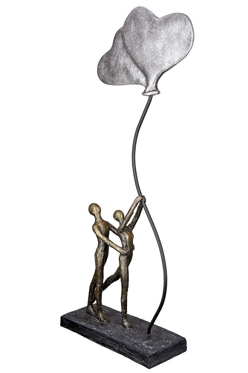 Inspirerend beeld Love Balloon - brons/zilver met boodschap van liefde en basis