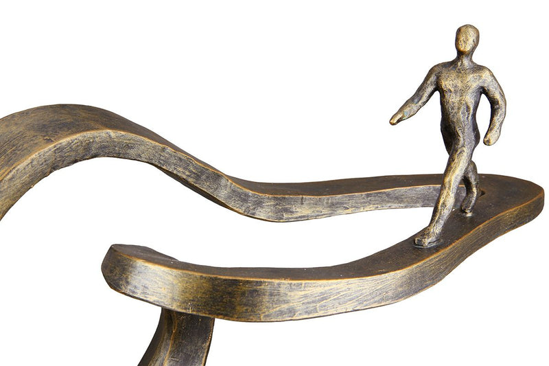 Inspirerend beeld Path - bronskleur op zwarte voet met levenswijsheid