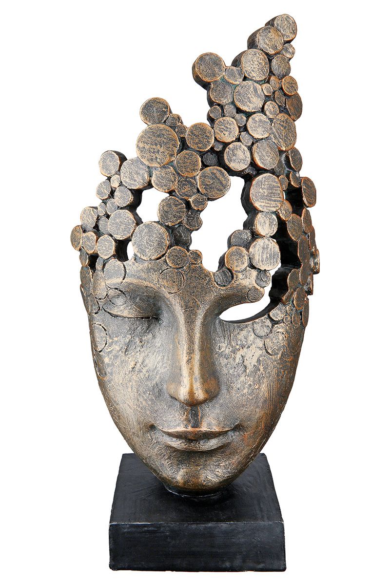 Vrouwelijk Masker - Handgemaakt harssculptuur met sierlijke expressiviteit