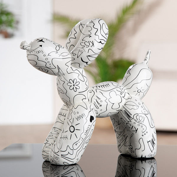 Modern Balloon Dog Sculpture with Single Line Design, White