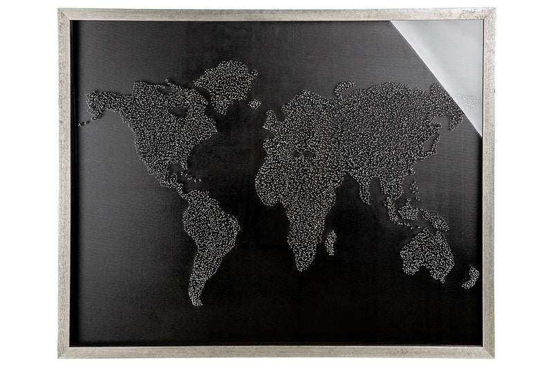 Handgemaakt 3D wandobject 'World Explorer' - modern wereldkaart ontwerp gemaakt van glas en MDF