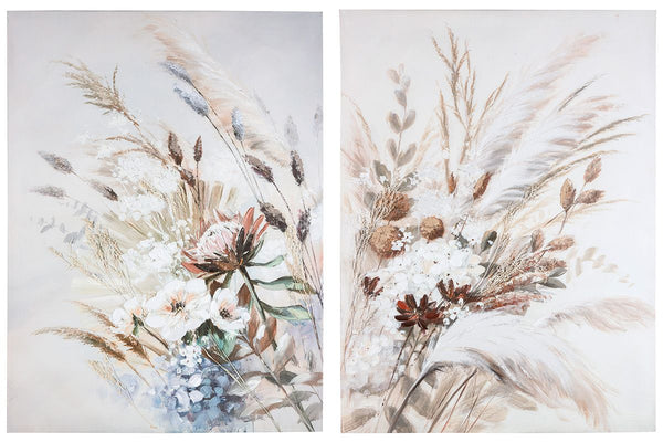 2-delig hout/linnen schilderij "Nature Flower" - een harmonieuze samensmelting van natuurlijkheid en esthetiek
