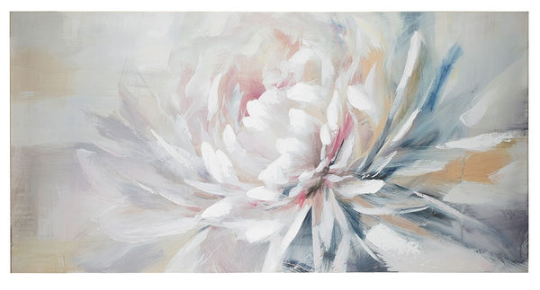 Wood-linen picture magnolia - elegant representation in white, pink and cream