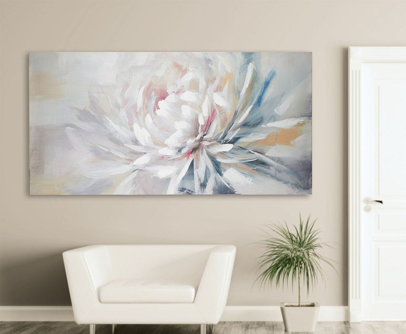 Wood-linen picture magnolia - elegant representation in white, pink and cream