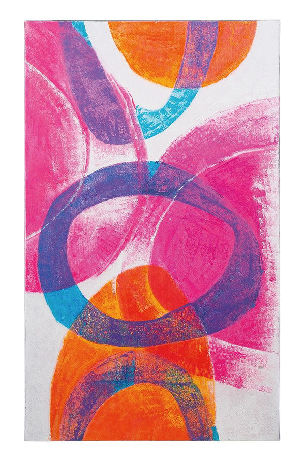 Picture Caru on canvas - blue orange pink white