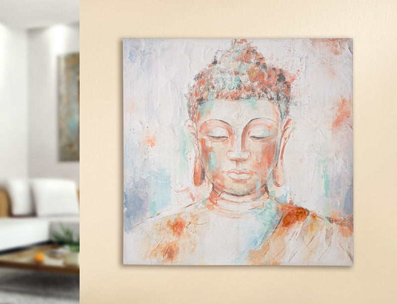 Quadratisches Bild Buddha auf Leinwand, 100 x 100 cm