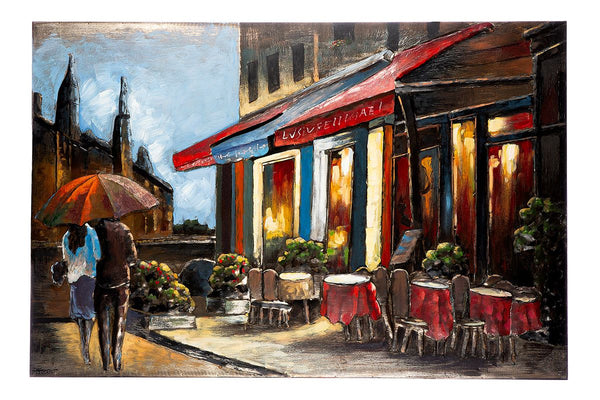 The Café House - Handcrafted metal picture of an atmospheric café scene