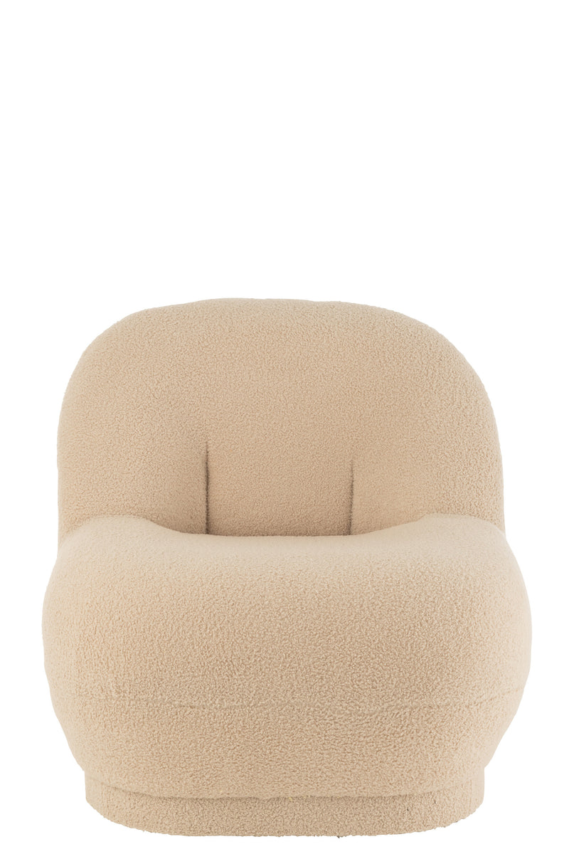 Bequemer Teddy Bouclé Sofa Hocker Warm Beige 78x88 cm