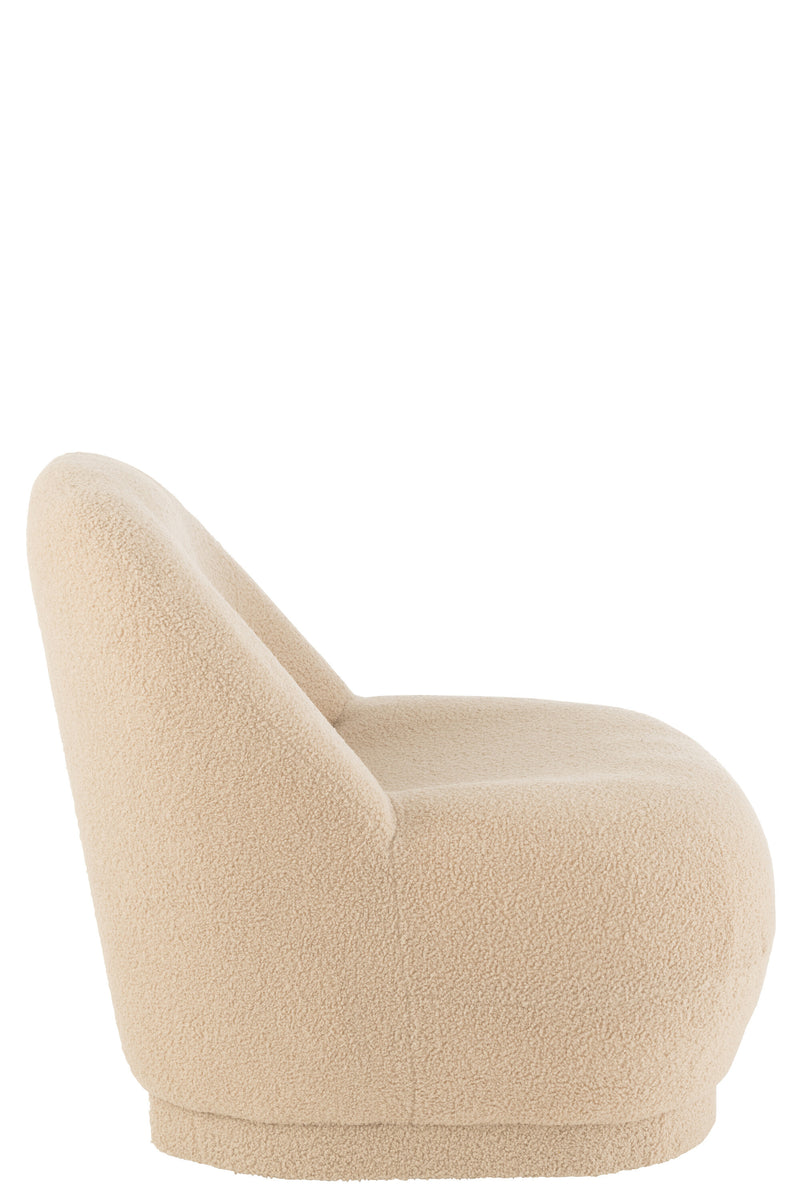 Bequemer Teddy Bouclé Sofa Hocker Warm Beige 78x88 cm