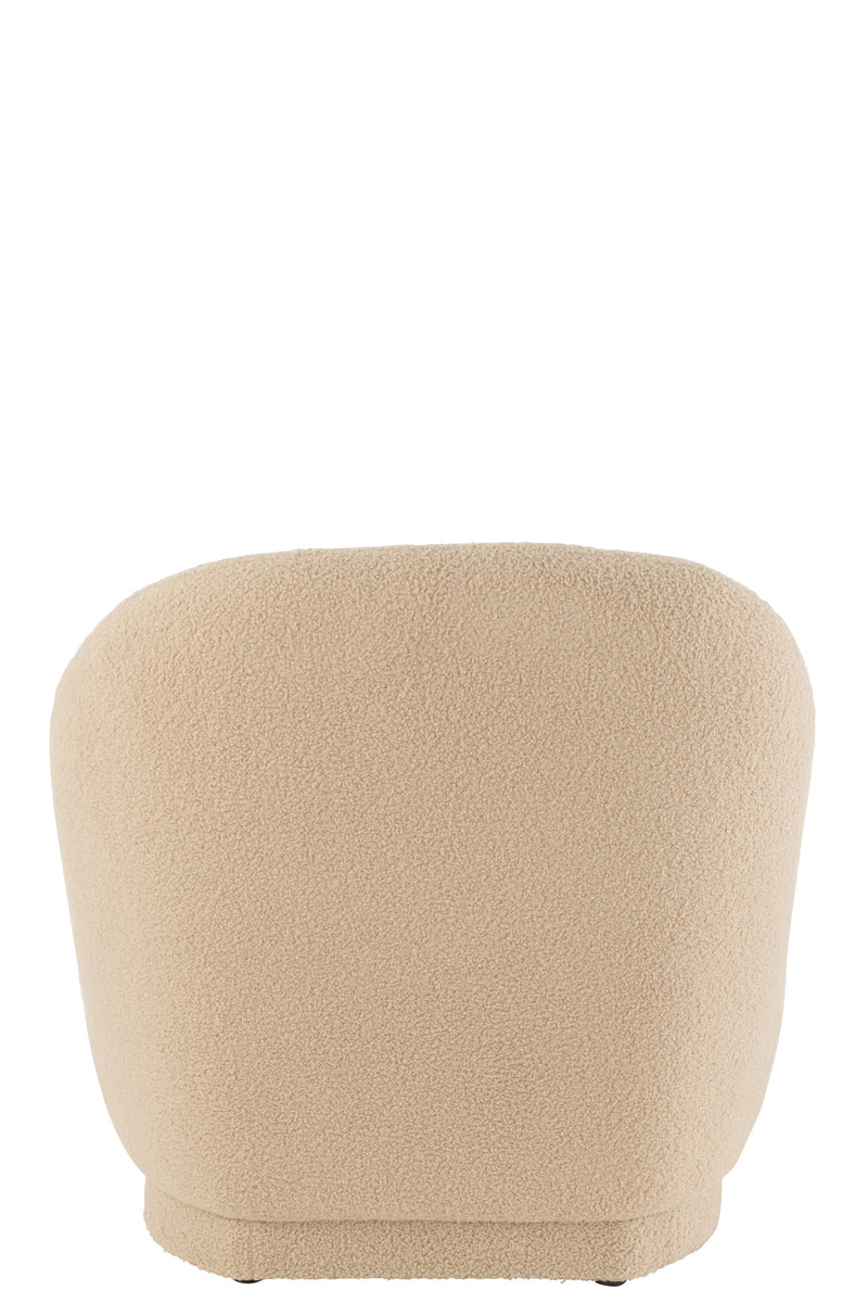 Bequemer Teddy Bouclé Sofa Hocker Warm Beige 78x88 cm