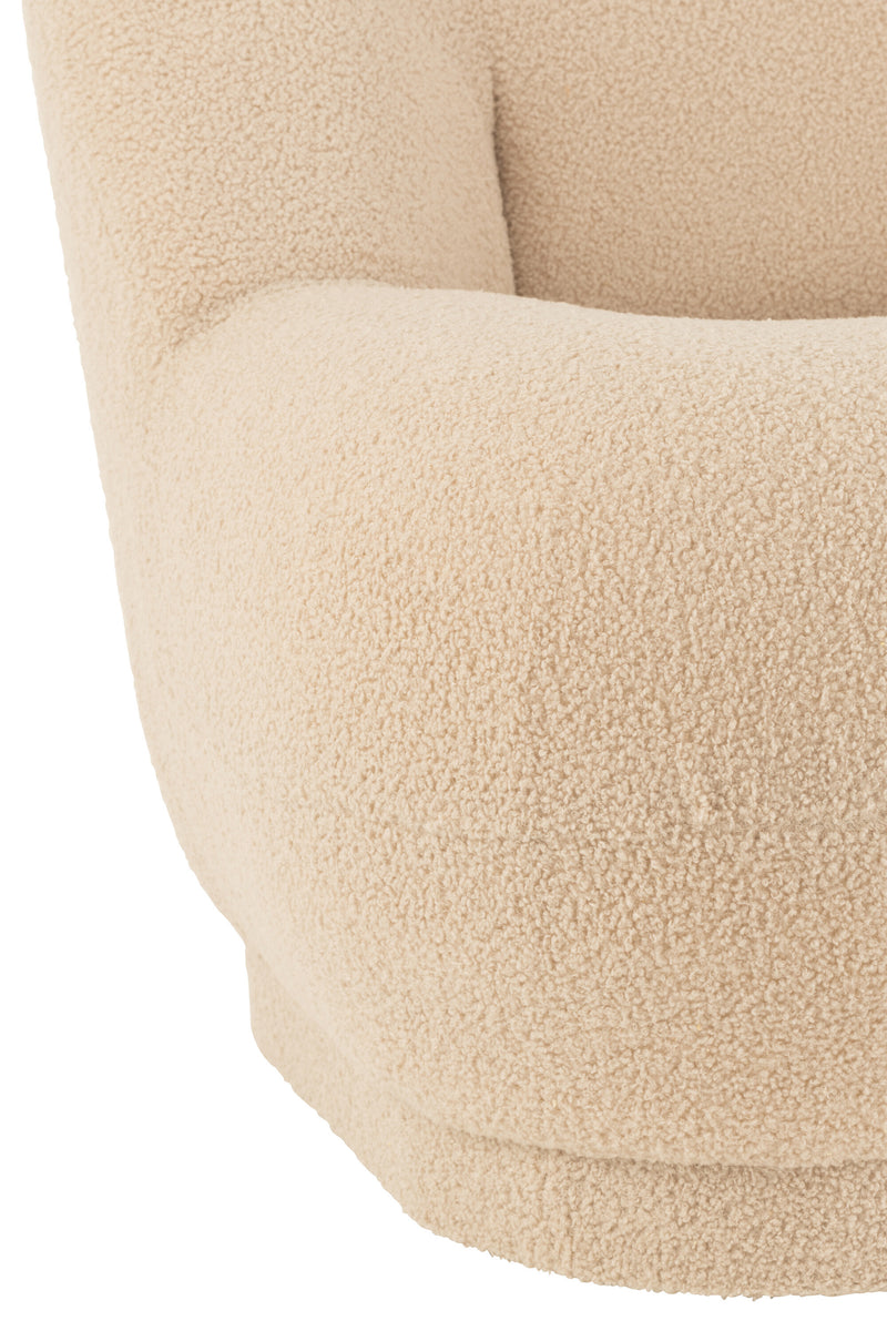 Bequemer Teddy Bouclé Sofa Hocker Warm Beige 78x88 cm