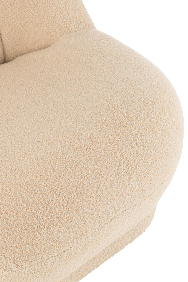 Bequemer Teddy Bouclé Sofa Hocker Warm Beige 78x88 cm