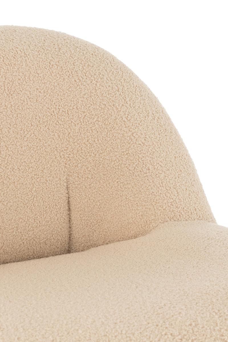 Bequemer Teddy Bouclé Sofa Hocker Warm Beige 78x88 cm