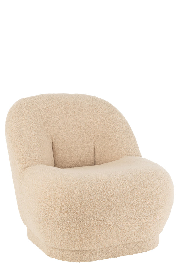 Bequemer Teddy Bouclé Sofa Hocker Warm Beige 78x88 cm