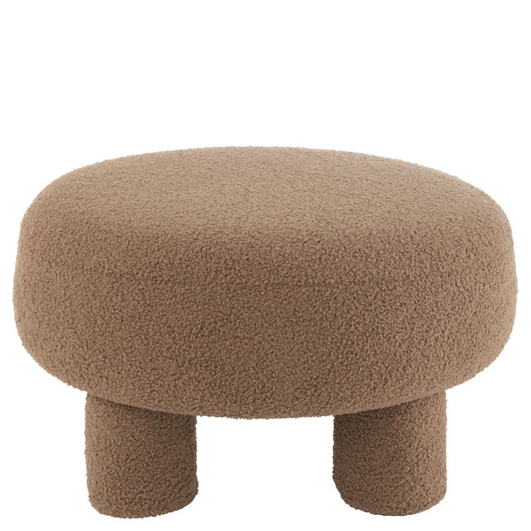 Teddy Set of 2 round stools with a velor cover and cuddly teddy feet in brown