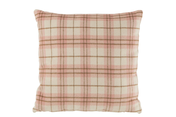 Set of 4 Checkered Cushions Textile | White &amp; Pink | 45x45cm | Quality design