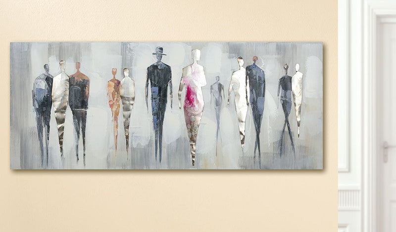 Hand-painted aluminum canvas picture "Elegance of Fashion", rectangular, 50 x 120 cm