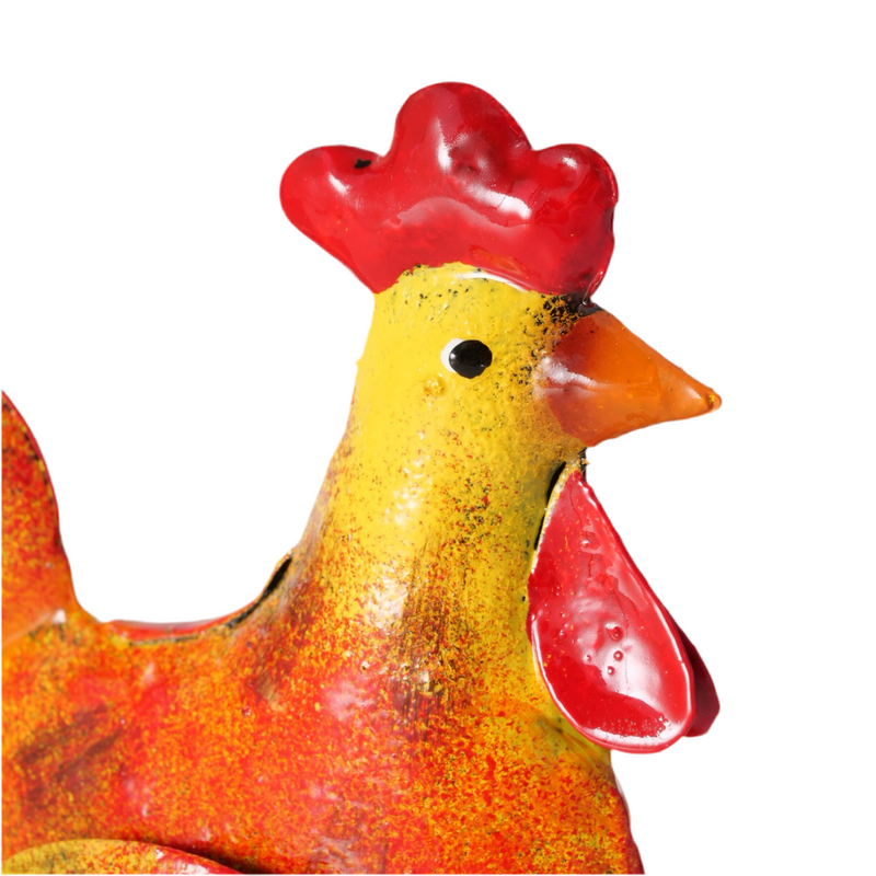 Decorative Chickens Made of Metal Handmade Colorful Set of 2