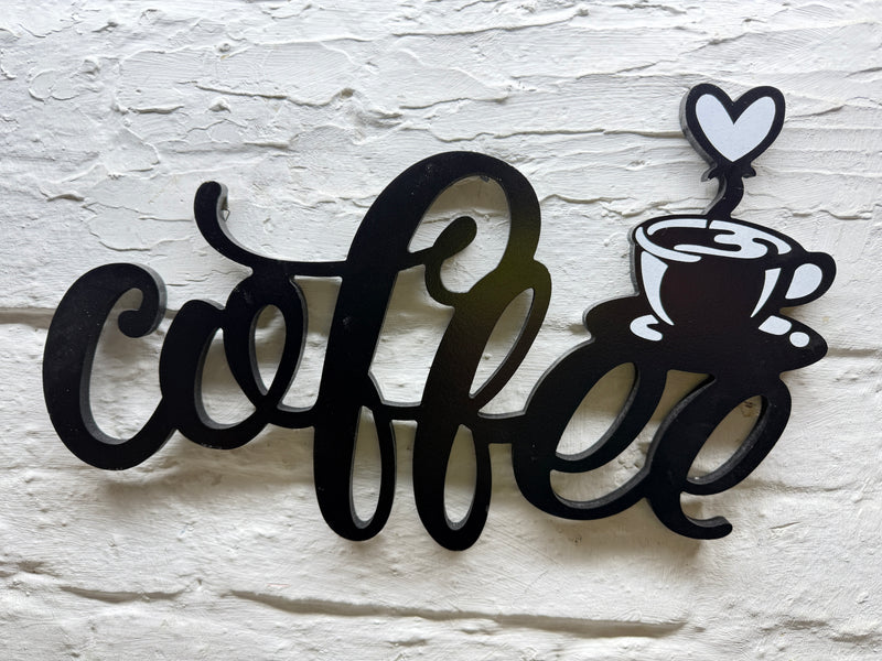 wooden lettering Coffee with coffee cup