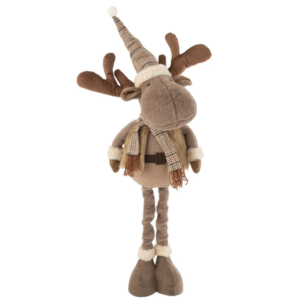 Reindeer Figure Standing Textile Brown 82 cm