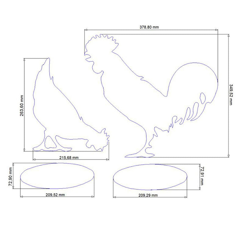 Decoration | Chicken and rooster | Rust figures for house and garden