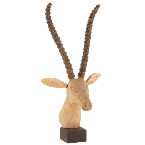 Elegant deer head made of mango wood – brown, 49 cm wide