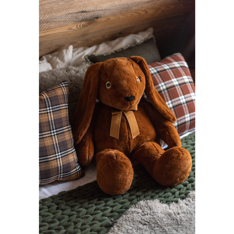 Cuddly bunny rust brown with gold ribbon - plush toy 77 cm