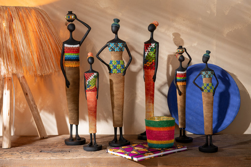 Afrikanische Eleganz – 3-teiliges Figurenset aus Polyresin