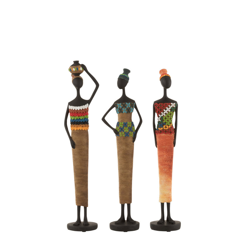 Afrikanische Eleganz – 3-teiliges Figurenset aus Polyresin