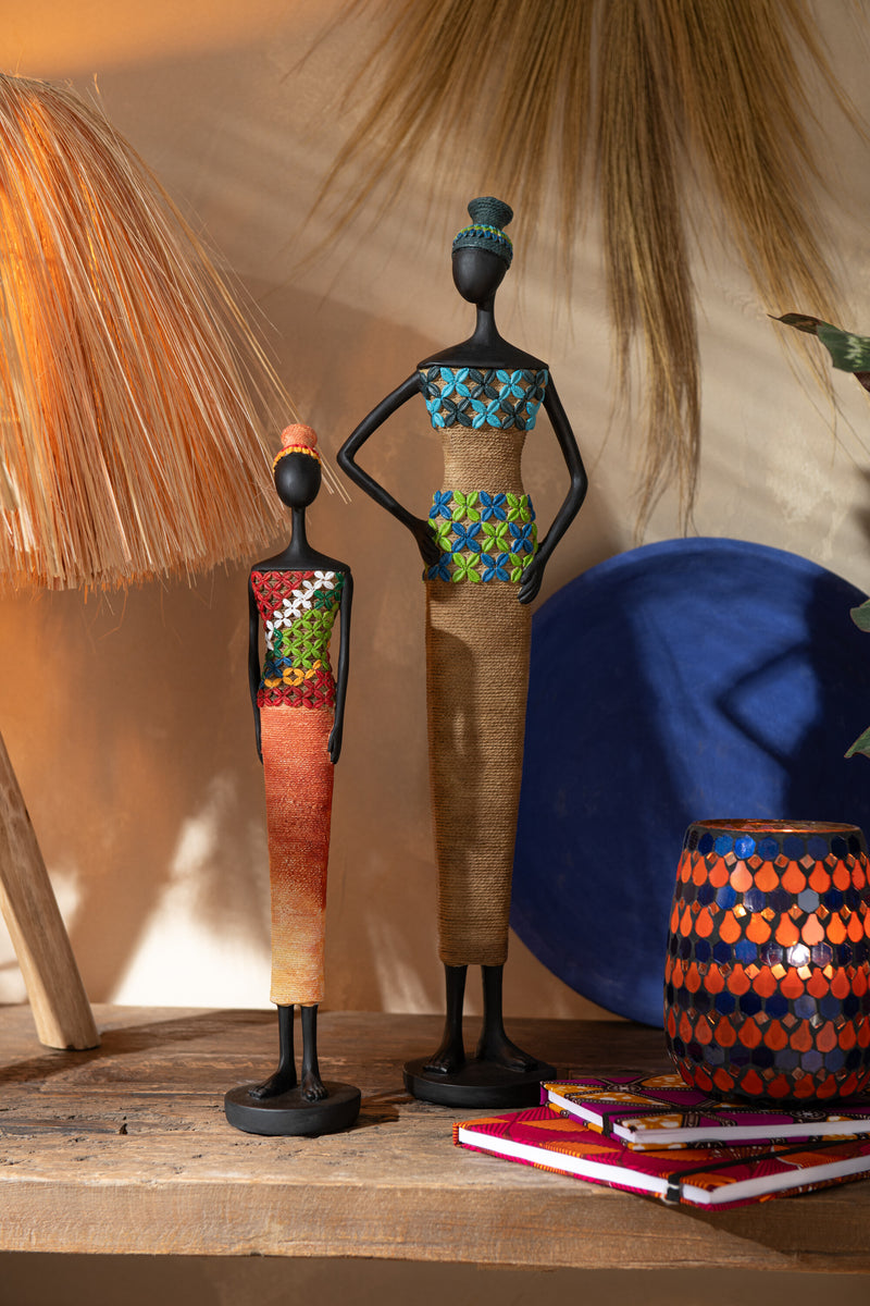 Afrikanische Eleganz – 3-teiliges Figurenset aus Polyresin Höhe 56.5cm