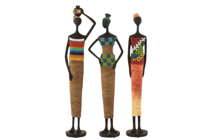 Afrikanische Eleganz – 3-teiliges Figurenset aus Polyresin Höhe 56.5cm