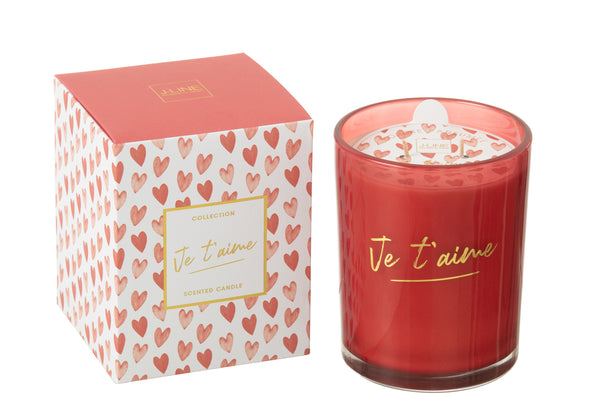 Set of 4 scented candles Je T'aime in red - A homage to romance