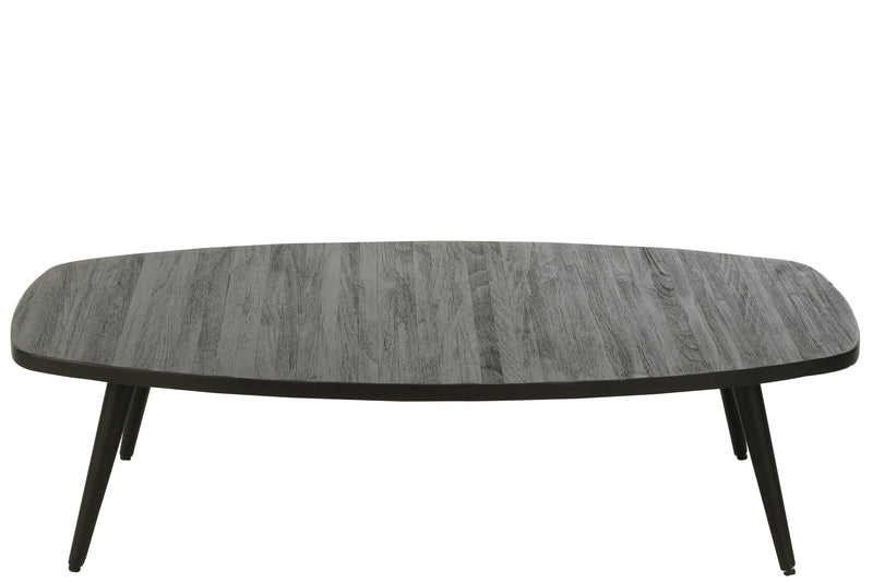 Rectangular coffee table made of recycled teak in black - sustainable style meets modern elegance