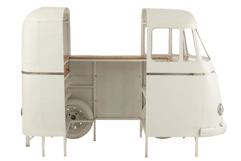 VW busbar van metaal in wit - stijlvolle retro bar voor in huis