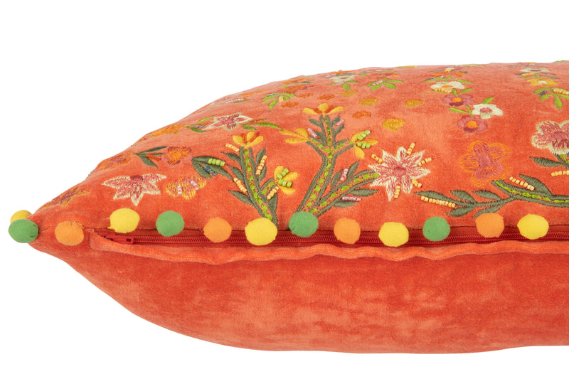 Set of 4 rectangular cushions with floral motif - a touch of elegance in orange