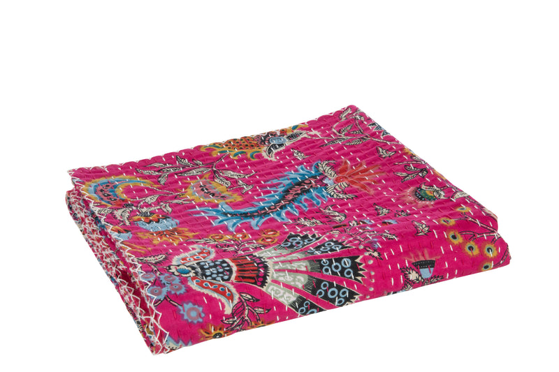 Set of 2 Pink Plaid Beach Mats with Floral Pattern and Hand Stitched Details - Small