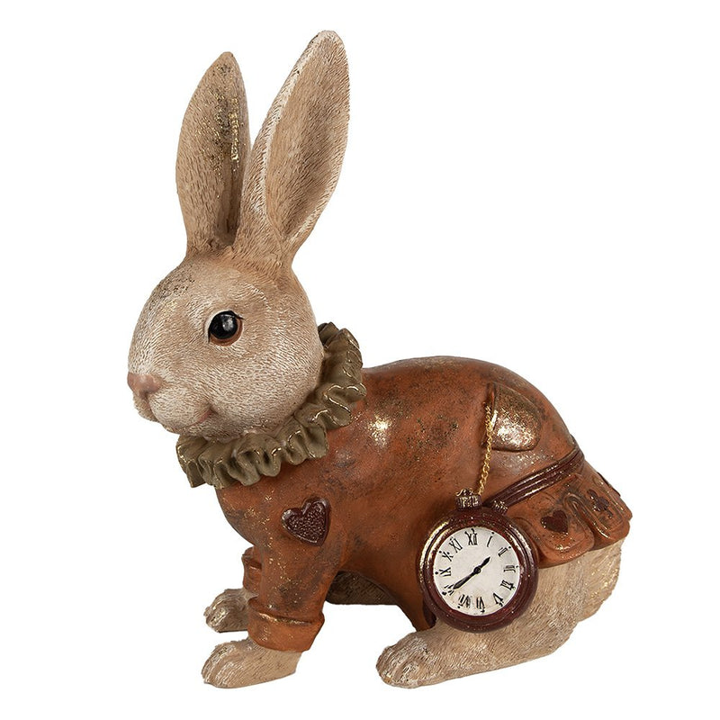 Deko Hase Time in Beige Rot 27x17x29 cm