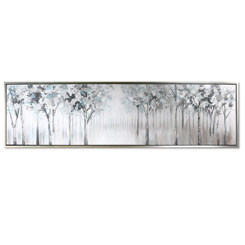 Exquisite mural 'Allee' by Gilde Handwerk - Hand-painted canvas on plastic frame in antique silver